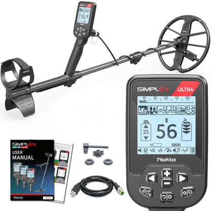 PRE OWNED- Nokta Simplex ULTRA Next Generation Waterproof Metal Detector Serious Beginner Pack With Free Premium Digger, Pouch, Carry Bag, and Cap