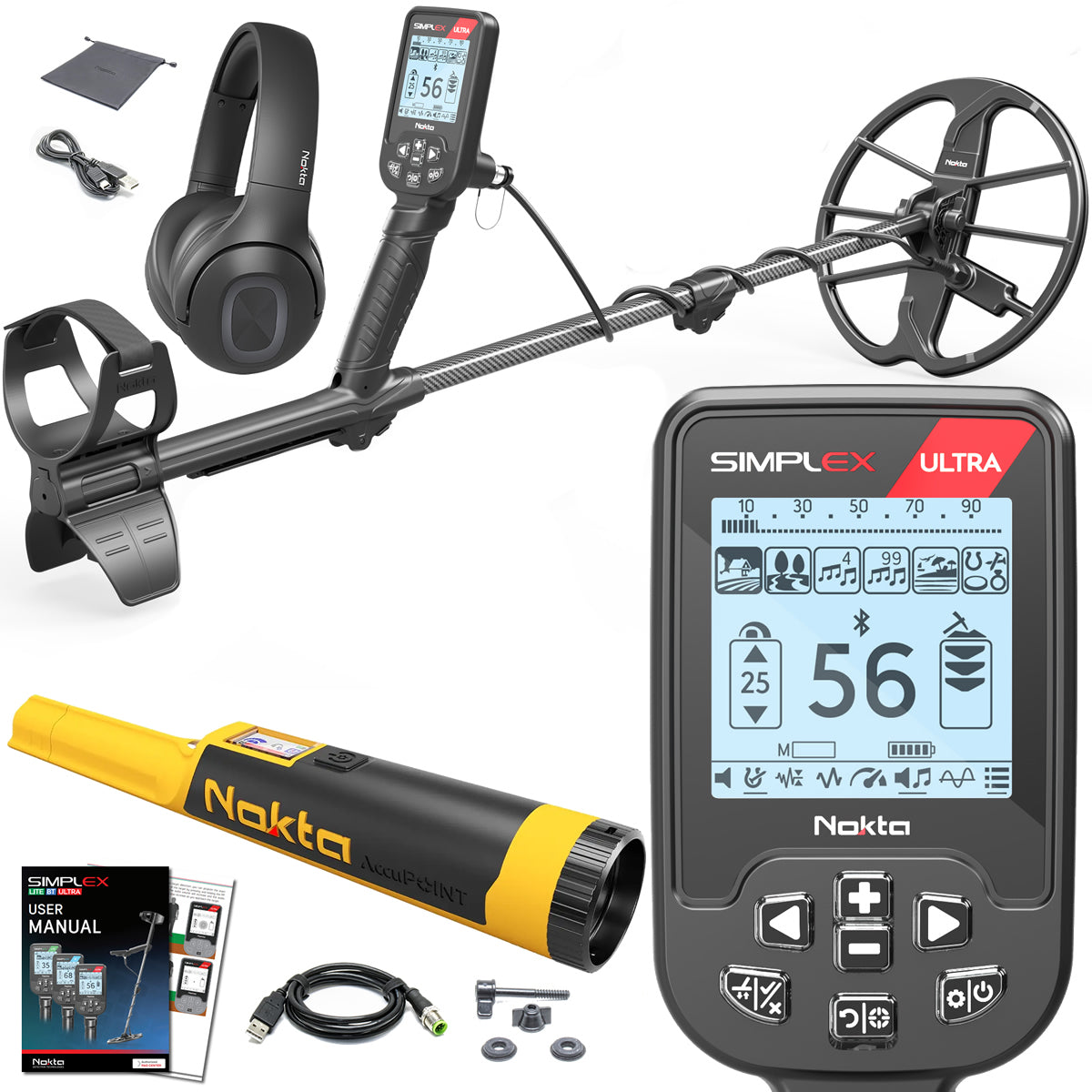 Nokta Simplex ULTRA Next Generation Waterproof Metal Detector with Wireless Bluetooth Headphones and Pinpointer