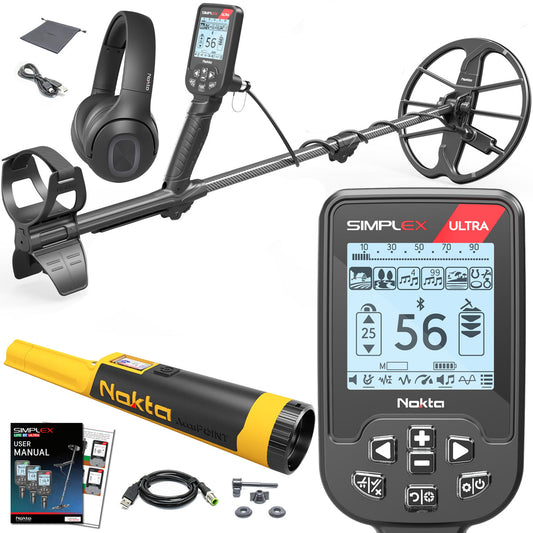 Nokta Simplex ULTRA Next Generation Waterproof Metal Detector with Wireless Bluetooth Headphones and Pinpointer