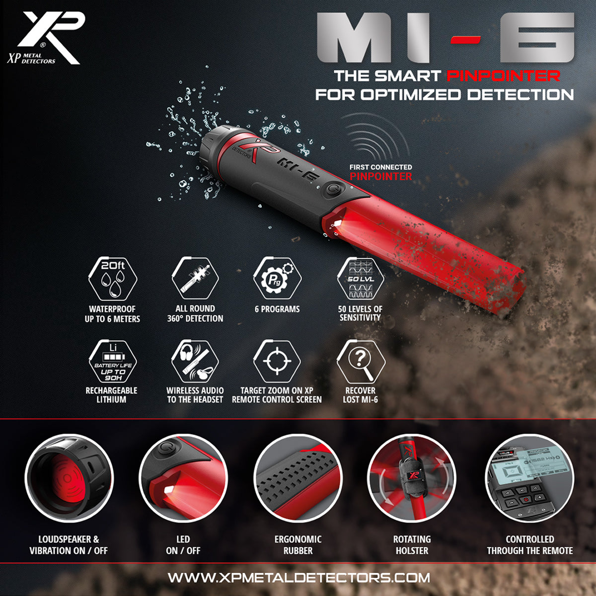 XP DEUS RC Metal Detector - Fully Wireless Waterproof Metal Detector With 9" Search Coil, MI-6 Waterproof Pinpointer, And WSAUDIO Headphones